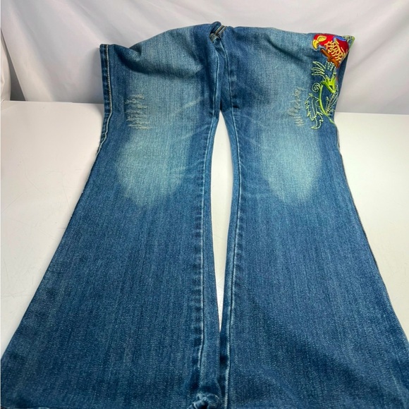 Vintage Moguitou MGT fashion brand distressed Embroidered Straight Low Rise 28 - Picture 6 of 9